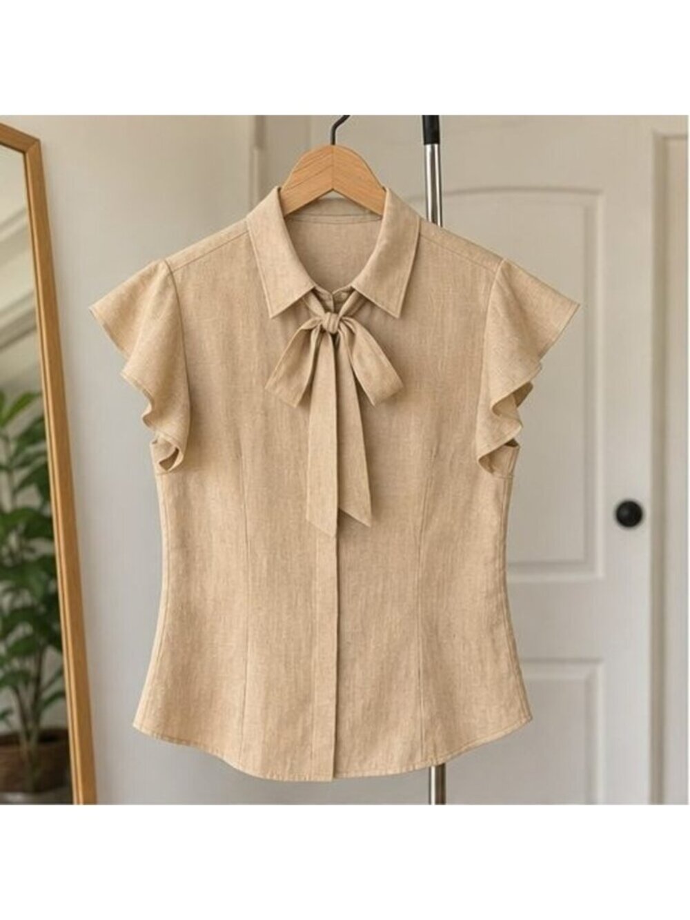 Camel Button Blouse